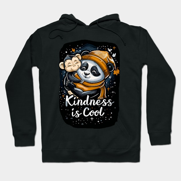 Kindness is Cool-Panda and Monkey 3 Hoodie by Peter Awax